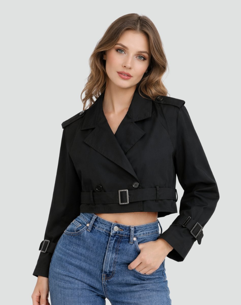 Juliana - Cropped Belted Trench Coat