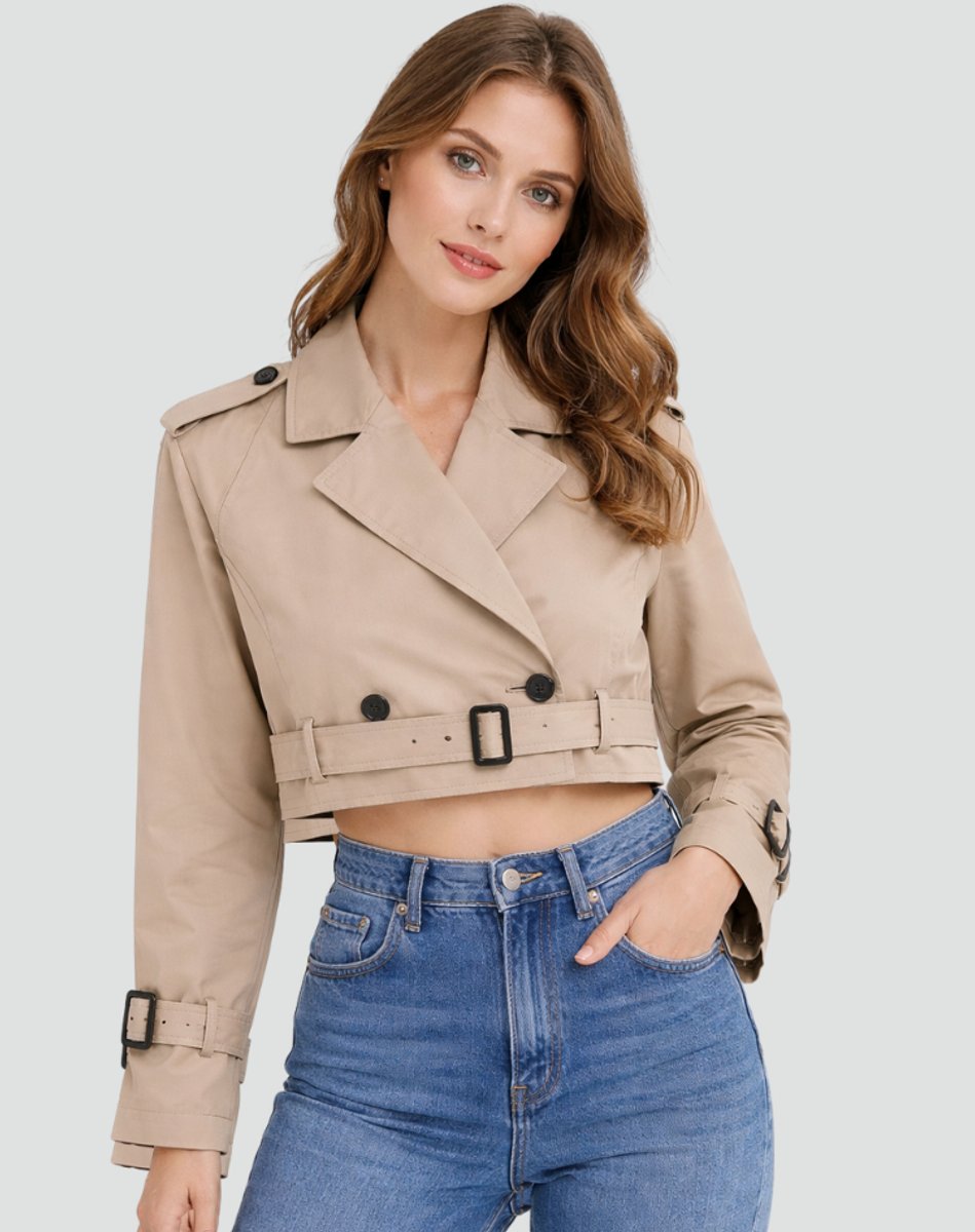 Juliana - Cropped Belted Trench Coat