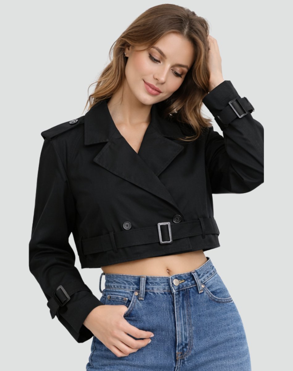 Juliana - Cropped Belted Trench Coat