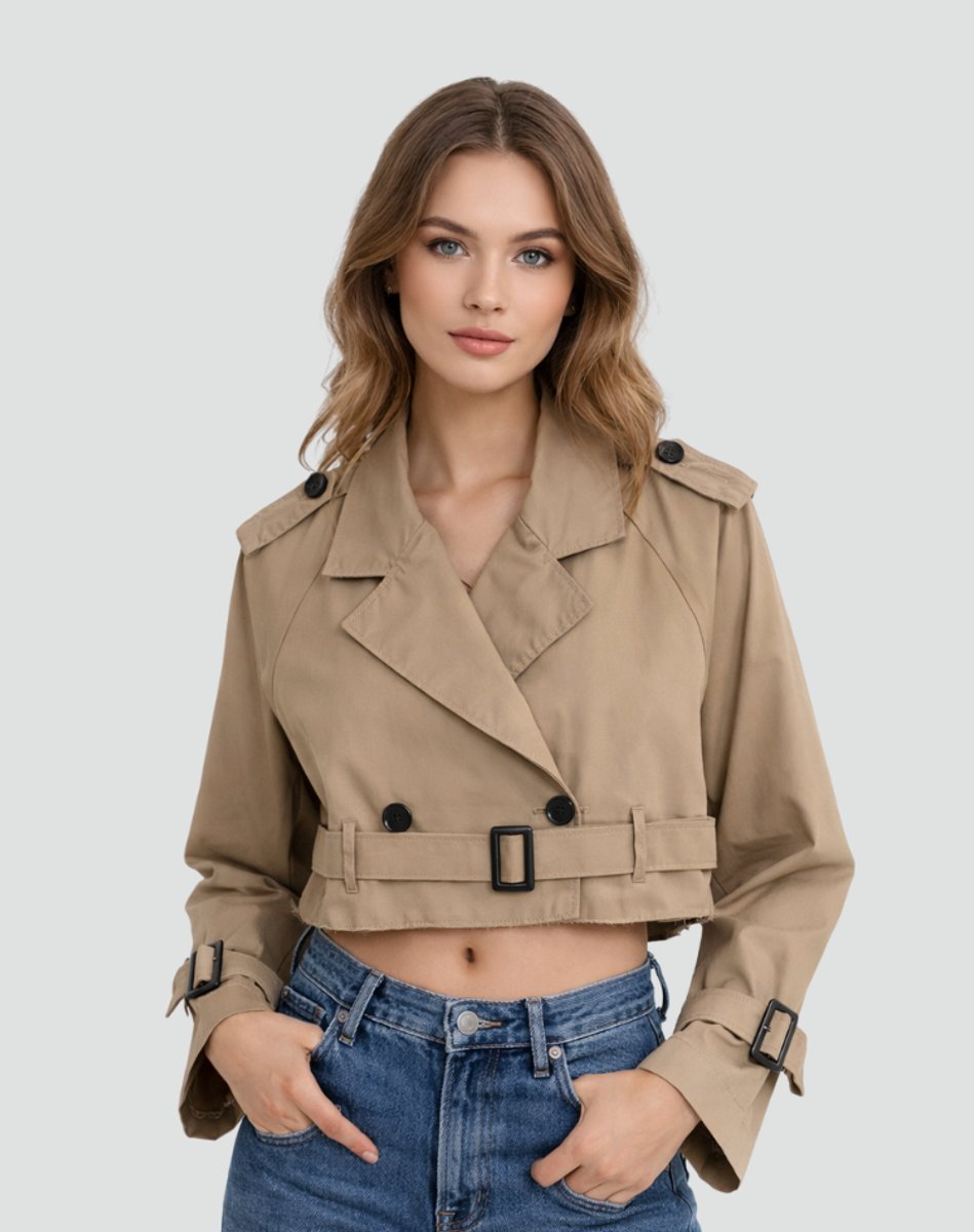 Juliana - Cropped Belted Trench Coat