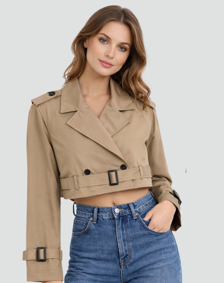 Juliana - Cropped Belted Trench Coat