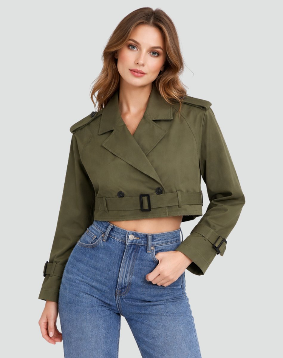 Juliana - Cropped Belted Trench Coat
