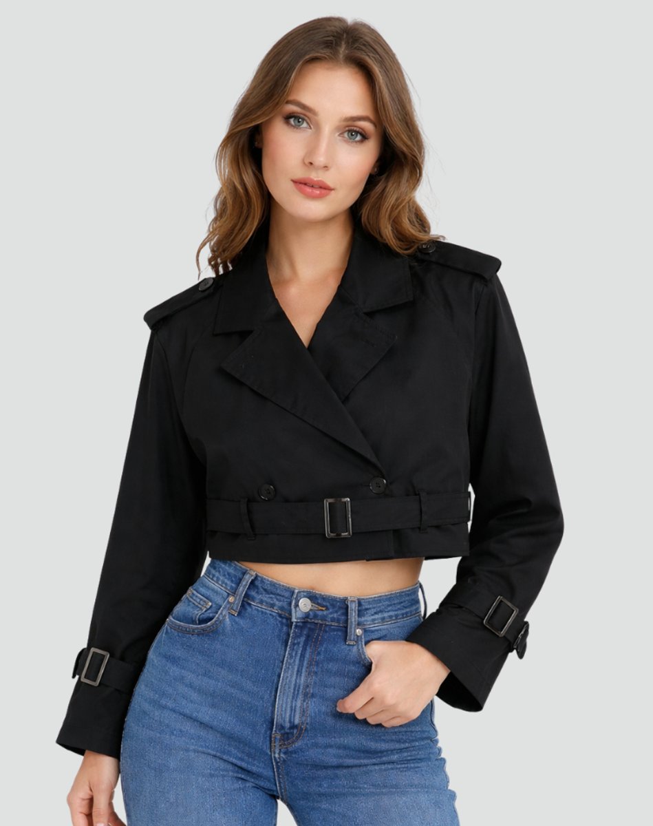 Juliana - Cropped Belted Trench Coat