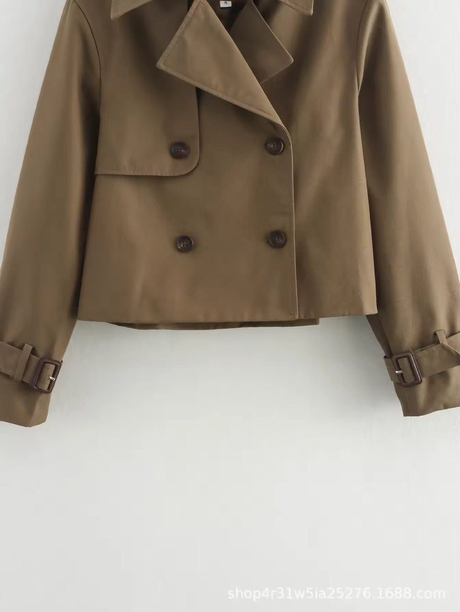 Eugenia - Cropped Double-Breasted Trench Coat