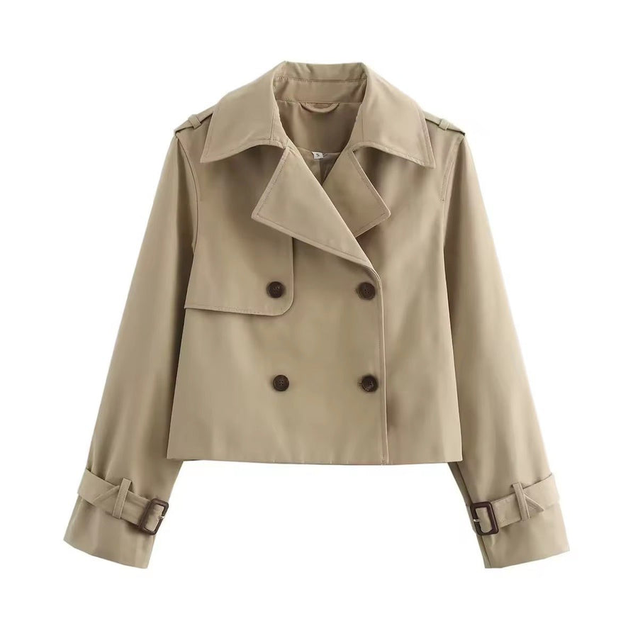 Eugenia - Cropped Double-Breasted Trench Coat