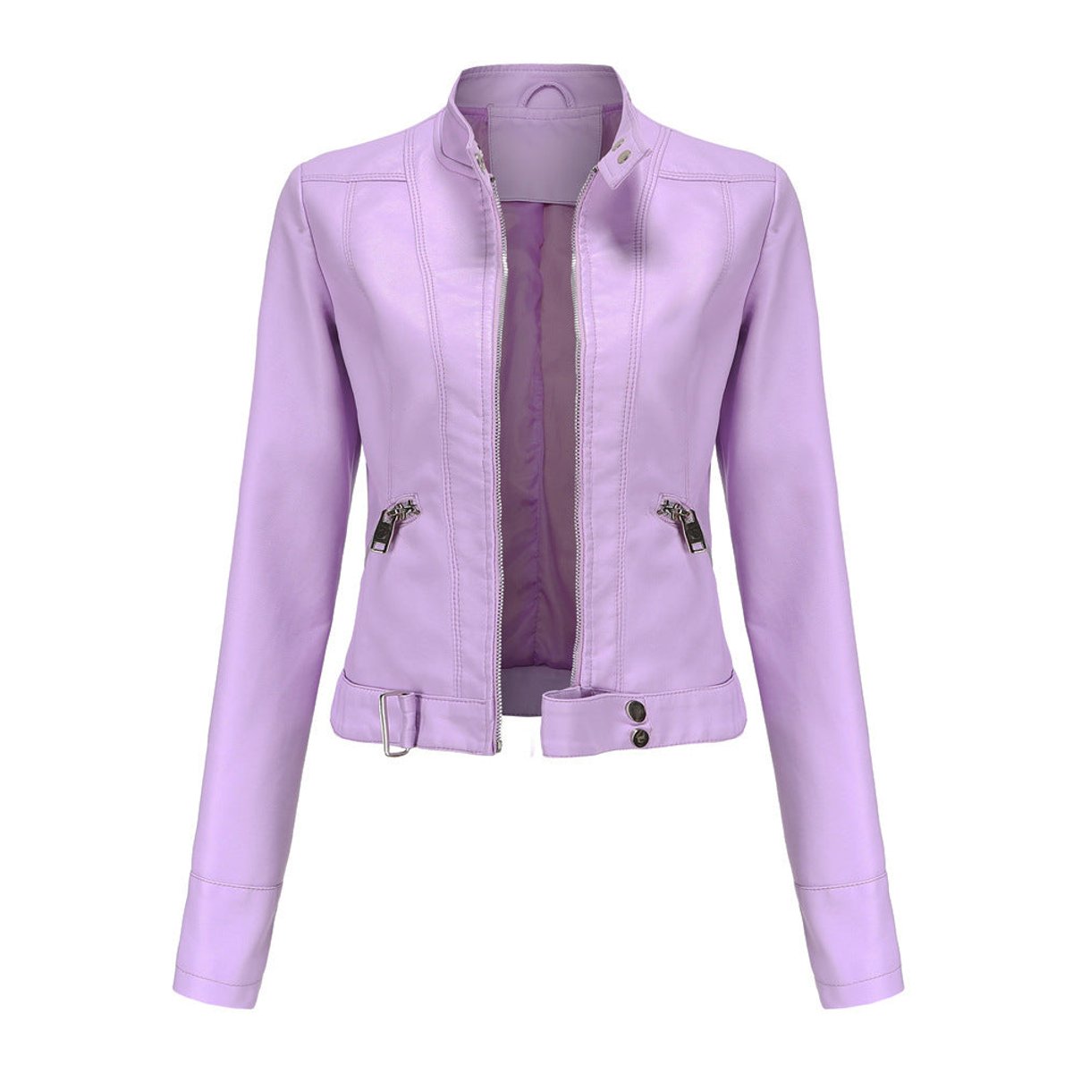 Linnea - Cropped Stand-Collar Moto Jacket