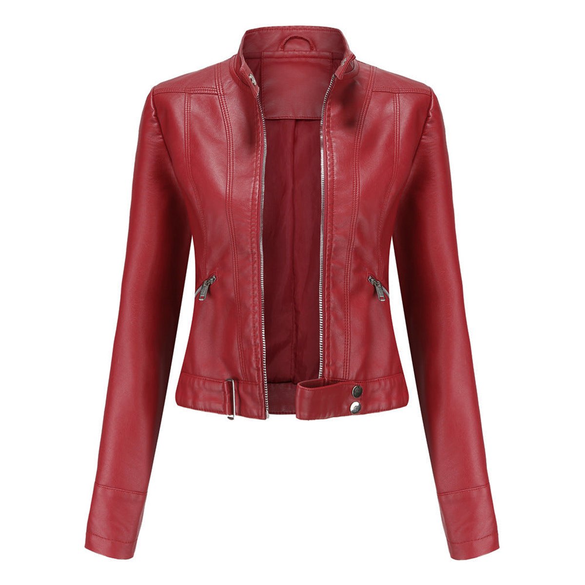 Linnea - Cropped Stand-Collar Moto Jacket