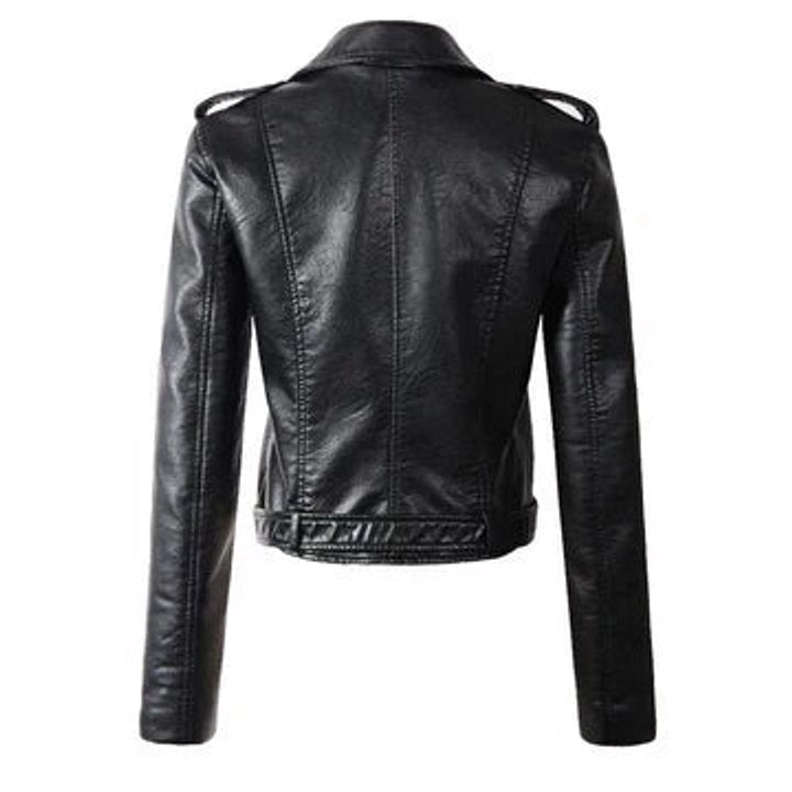 Sally - Cropped Belted Moto Jacket