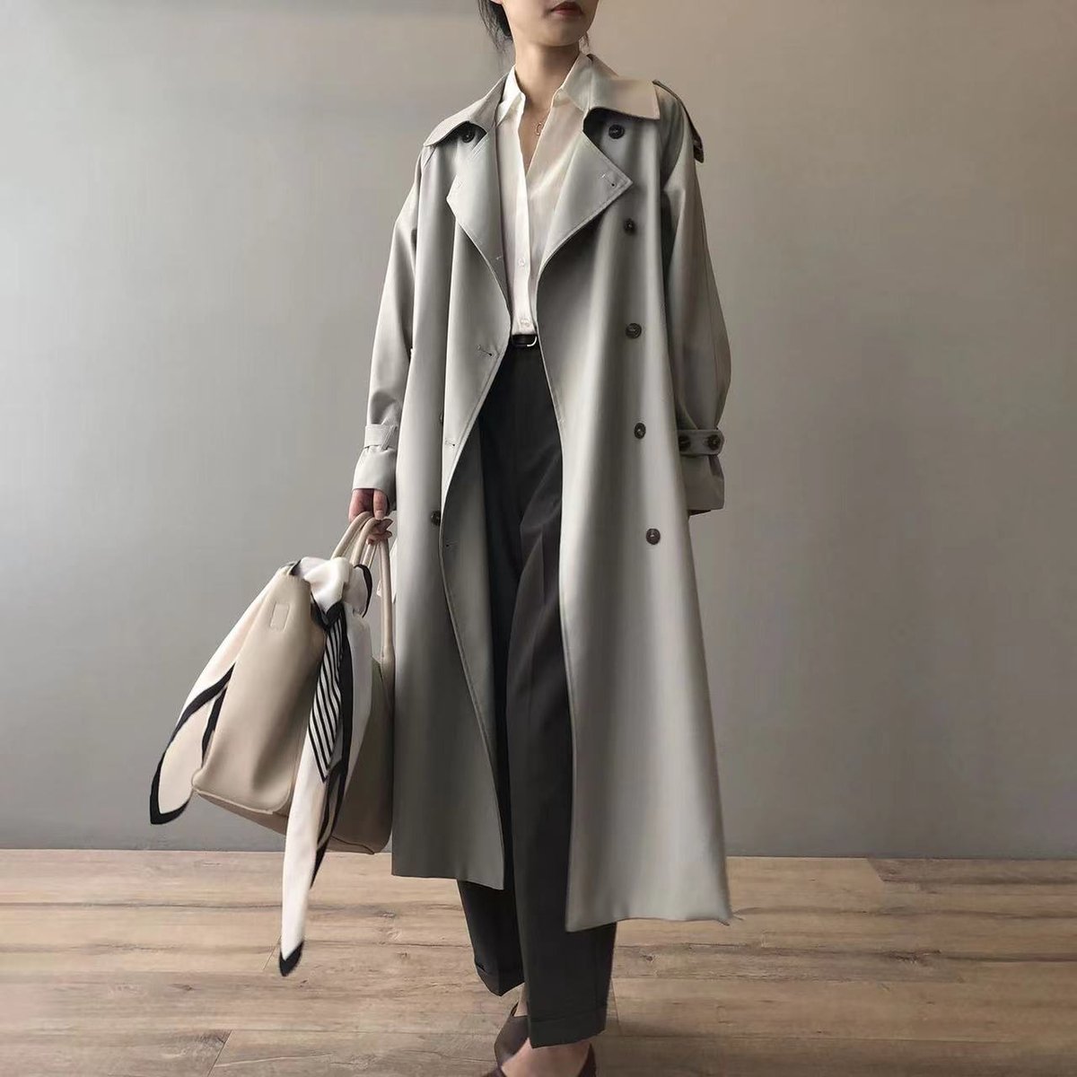 Katherine - Double-Breasted Belted Long Trench Coat