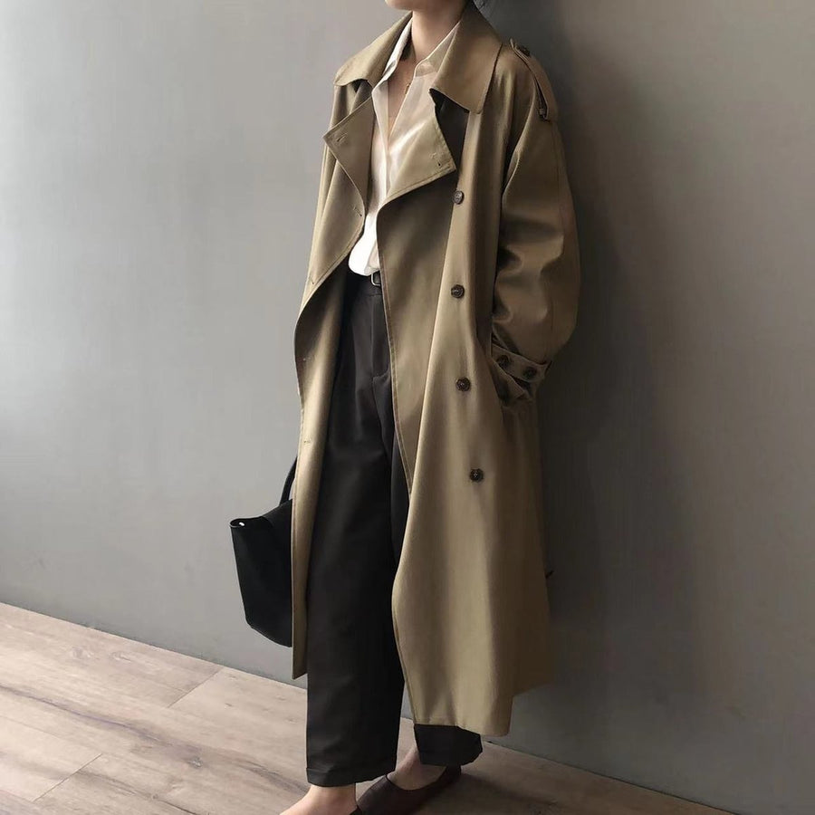 Katherine - Double-Breasted Belted Long Trench Coat