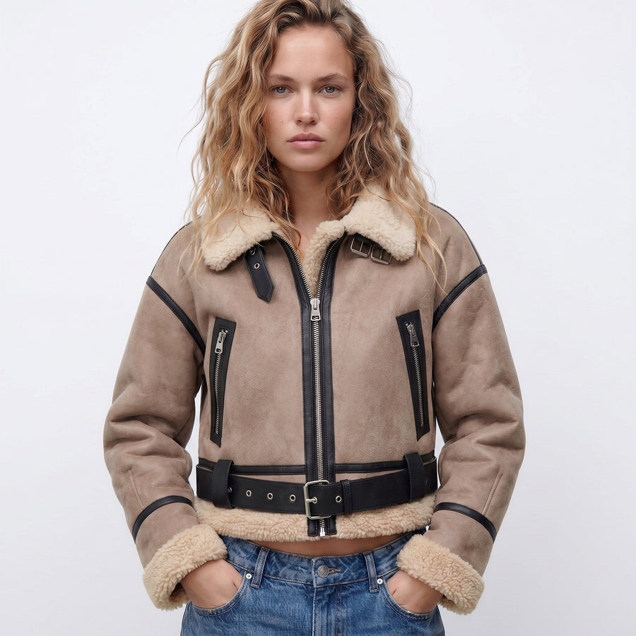 Verena - Cropped Aviator Bomber Jacket