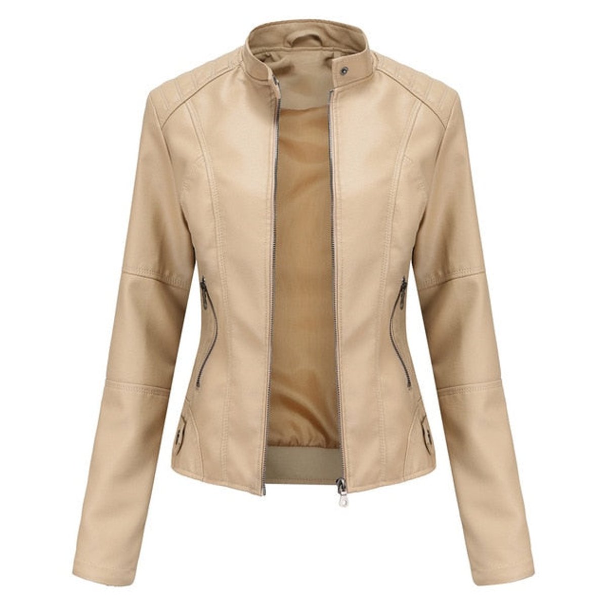 Helen - Refined Stand-Collar Moto Jacket