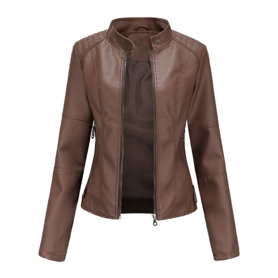 Helen - Refined Stand-Collar Moto Jacket