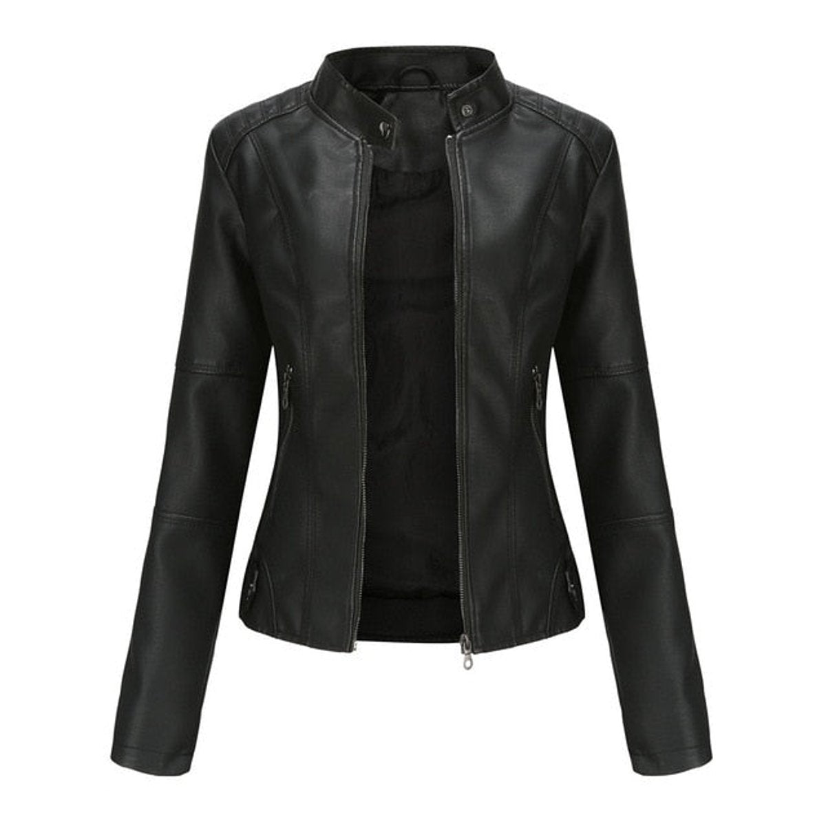 Helen - Refined Stand-Collar Moto Jacket
