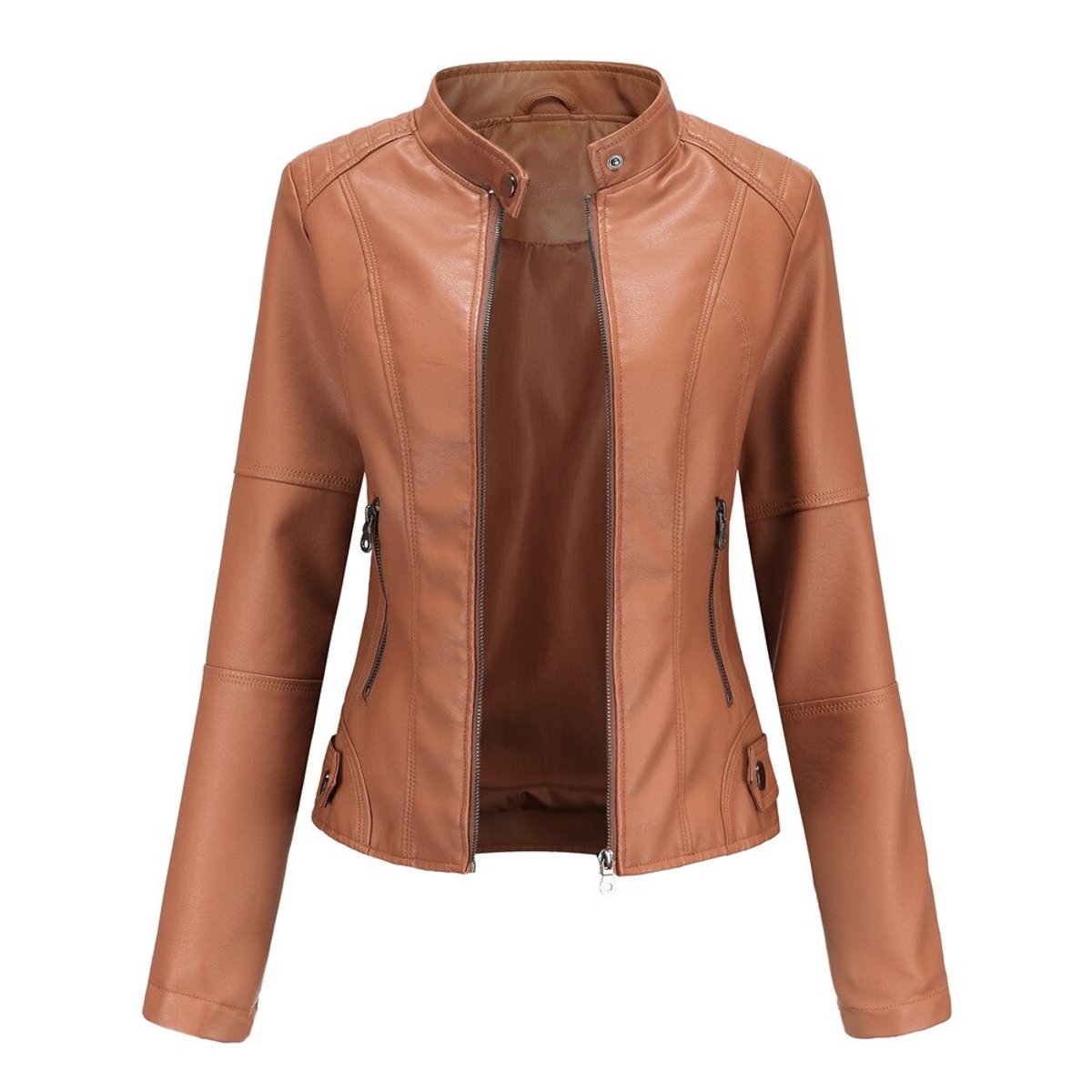 Helen - Refined Stand-Collar Moto Jacket