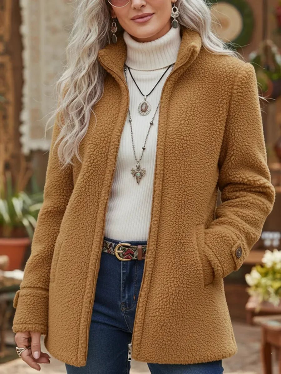 Patricia - Plush Stand-Collar Zip Coat