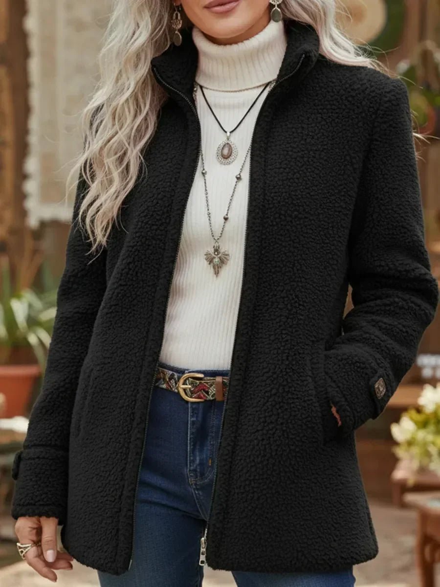 Patricia - Plush Stand-Collar Zip Coat