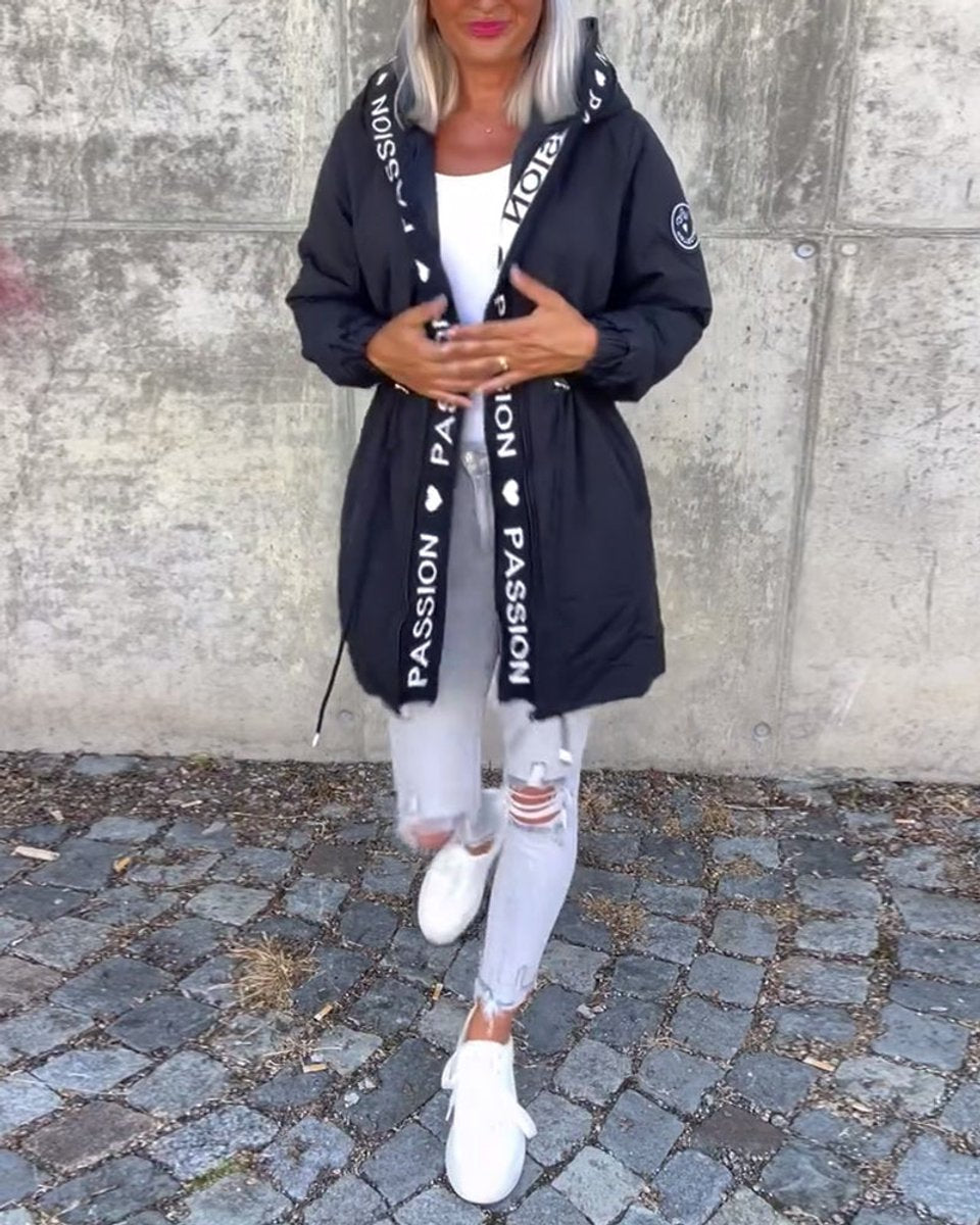 Deborah - Hooded Drawstring Midi Parka