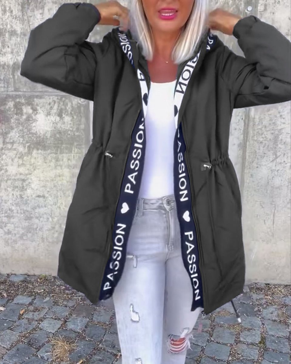 Deborah - Hooded Drawstring Midi Parka