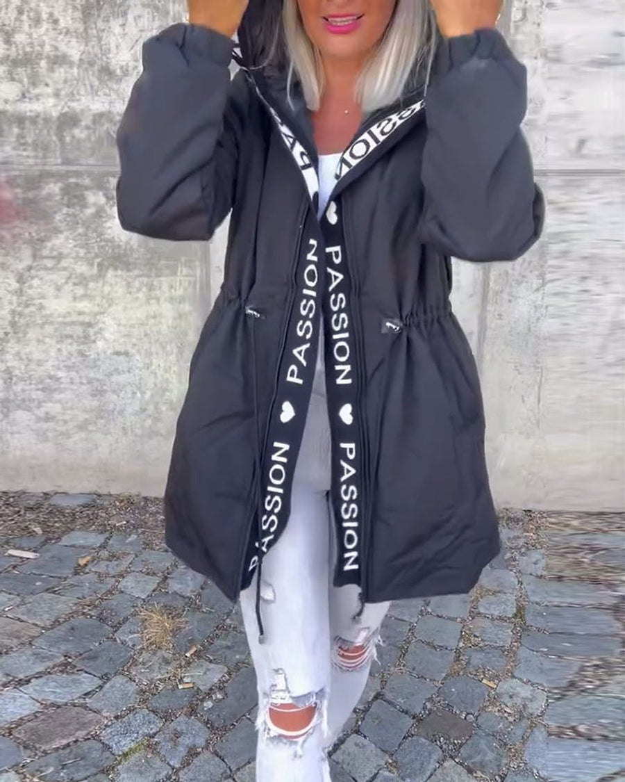 Deborah - Hooded Drawstring Midi Parka