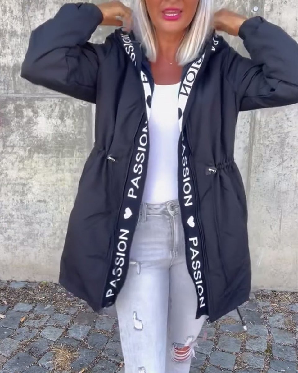 Deborah - Hooded Drawstring Midi Parka