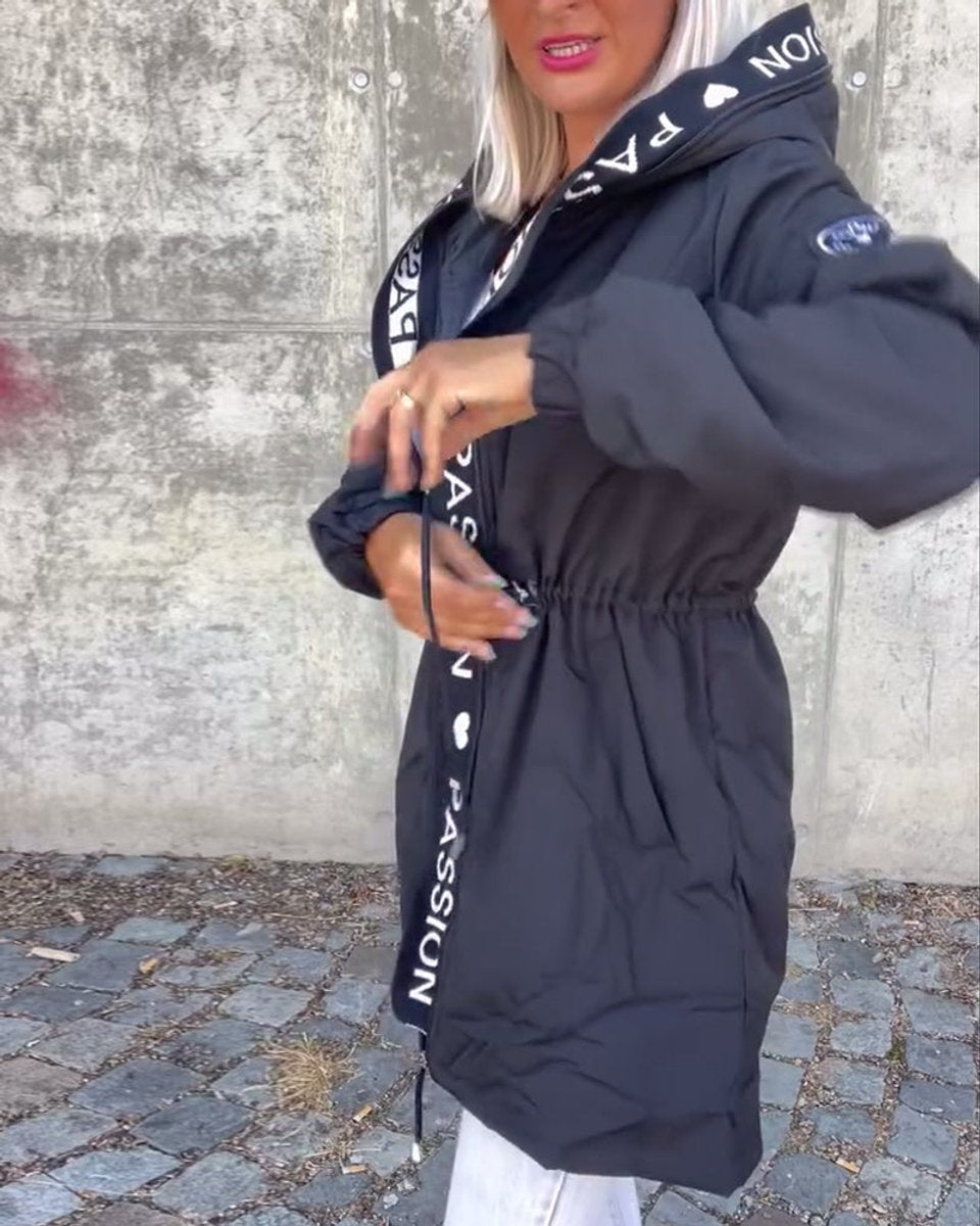 Deborah - Hooded Drawstring Midi Parka