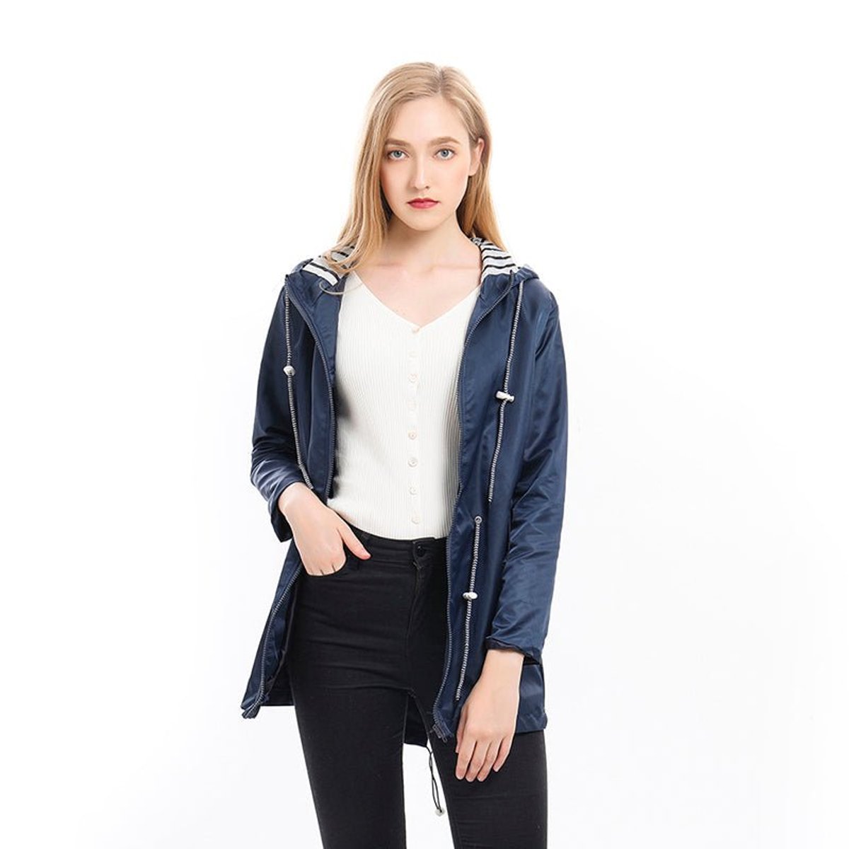 Margaret - Hooded Drawstring Rain Coat