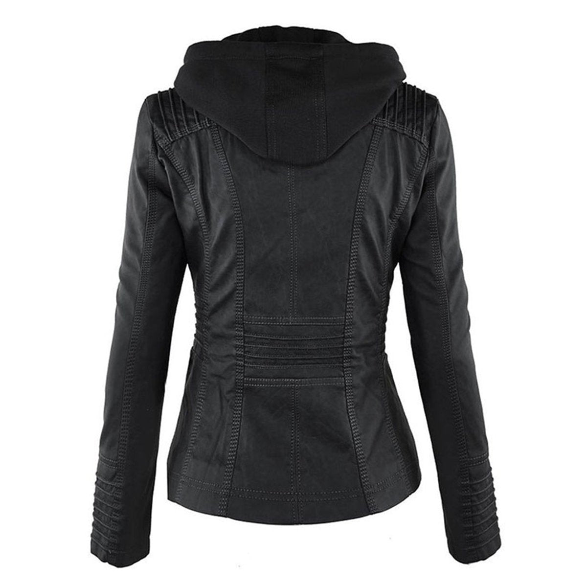 Patsy - Hooded Moto Jacket with Removable Hood