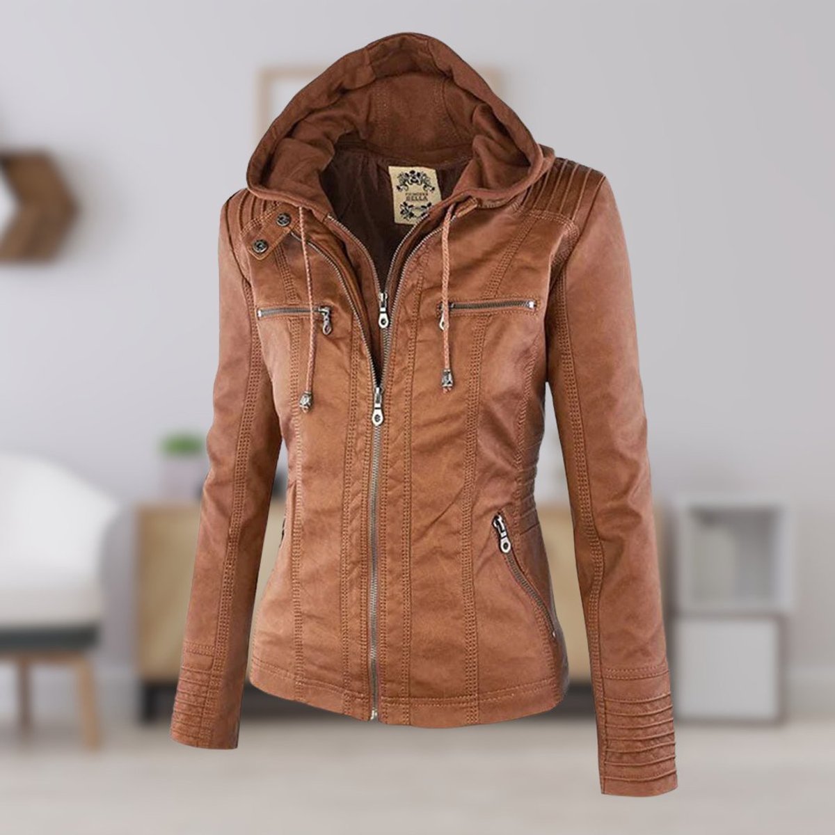 Patsy - Hooded Moto Jacket with Removable Hood