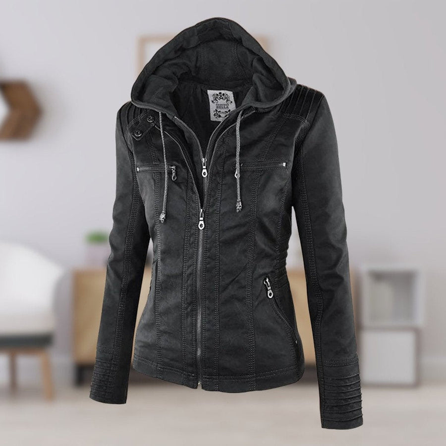 Patsy - Hooded Moto Jacket with Removable Hood