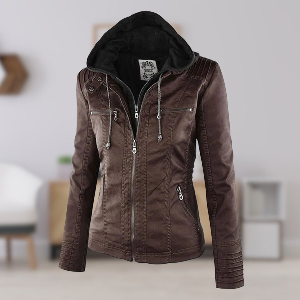 Patsy - Hooded Moto Jacket with Removable Hood