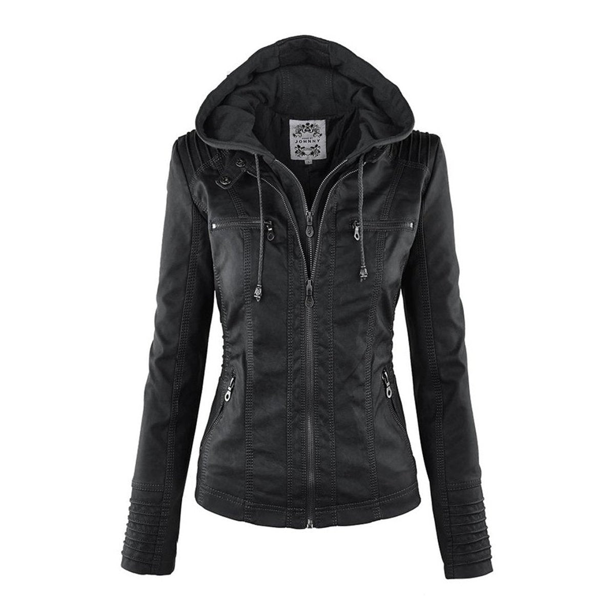 Patsy - Hooded Moto Jacket with Removable Hood