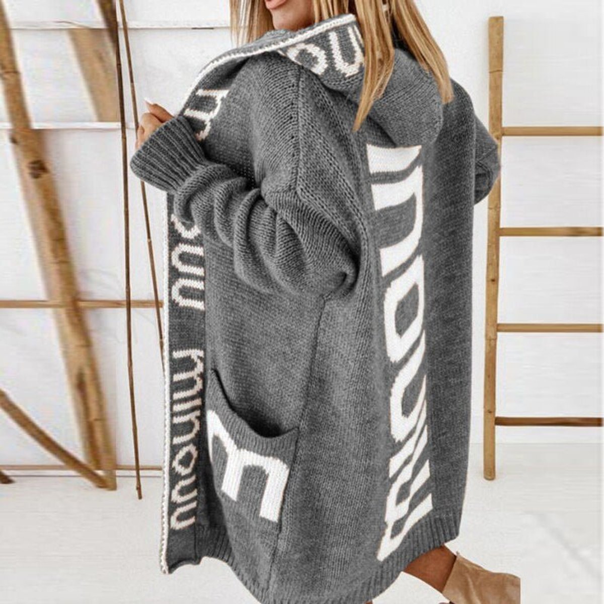 Rosabel - Hooded Open-Front Knit Cardigan