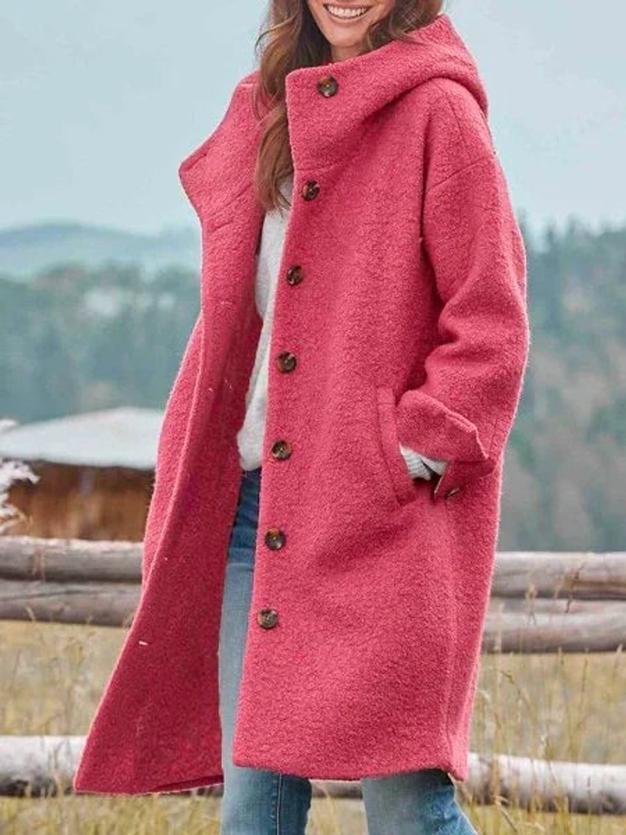 Jolene - Longline Hooded Button-Front Coat