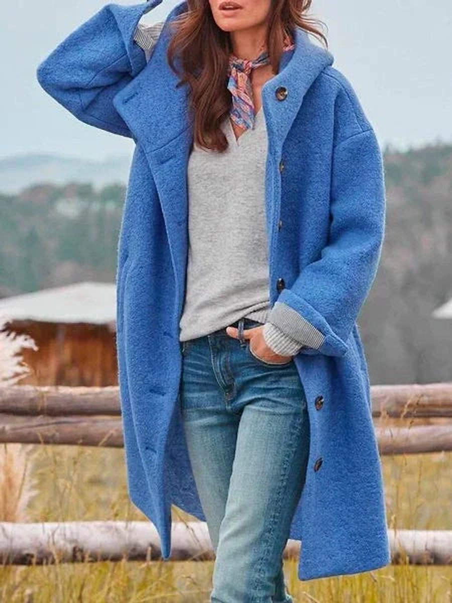 Jolene - Longline Hooded Button-Front Coat