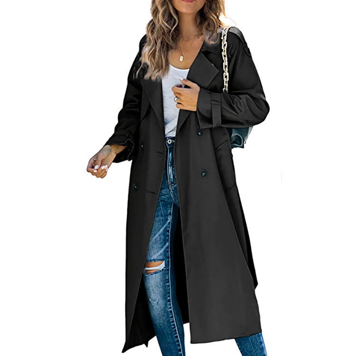 Juliet - Double-Breasted Belted Longline Trench Coat