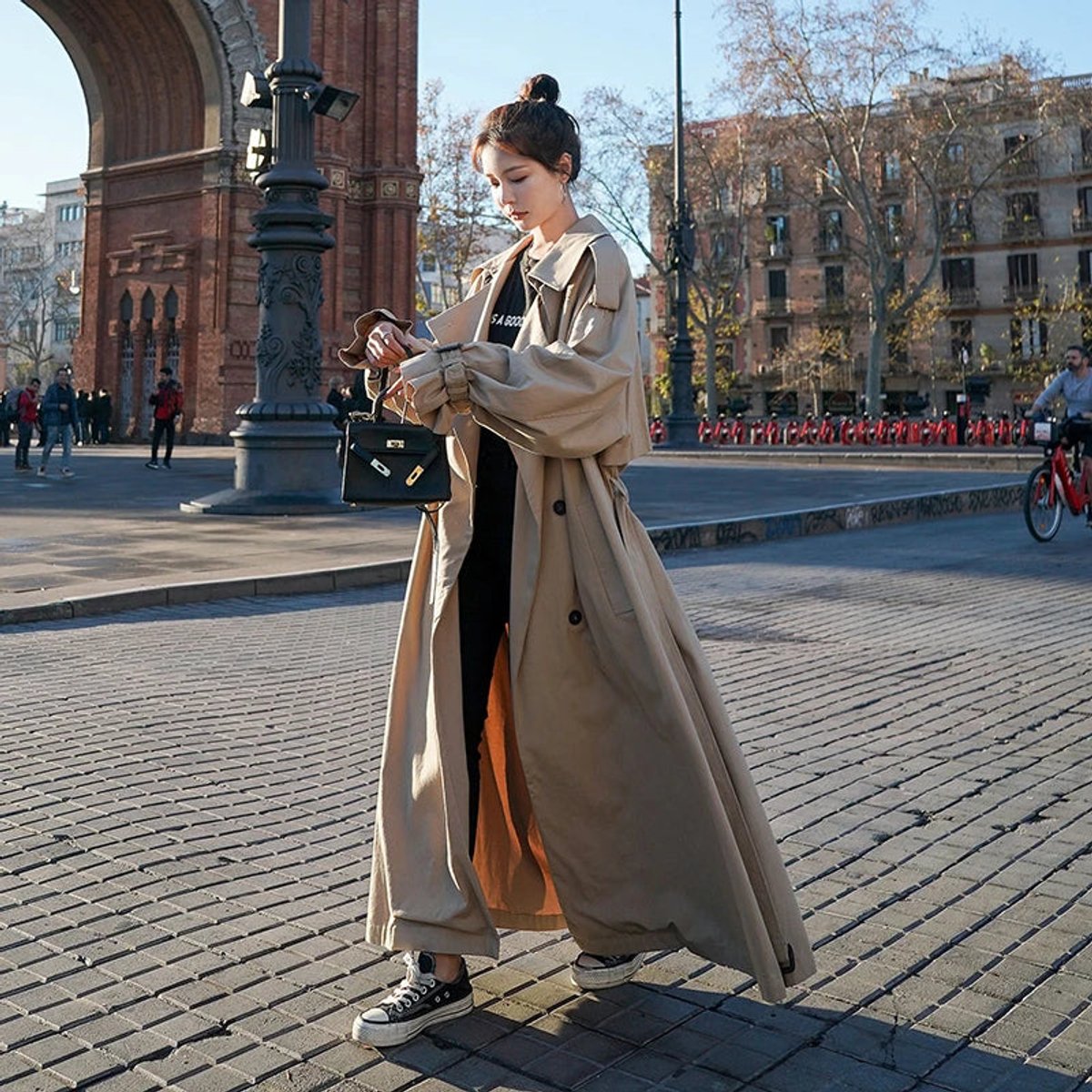 Lena - Oversized Double-Breasted Long Trench Coat