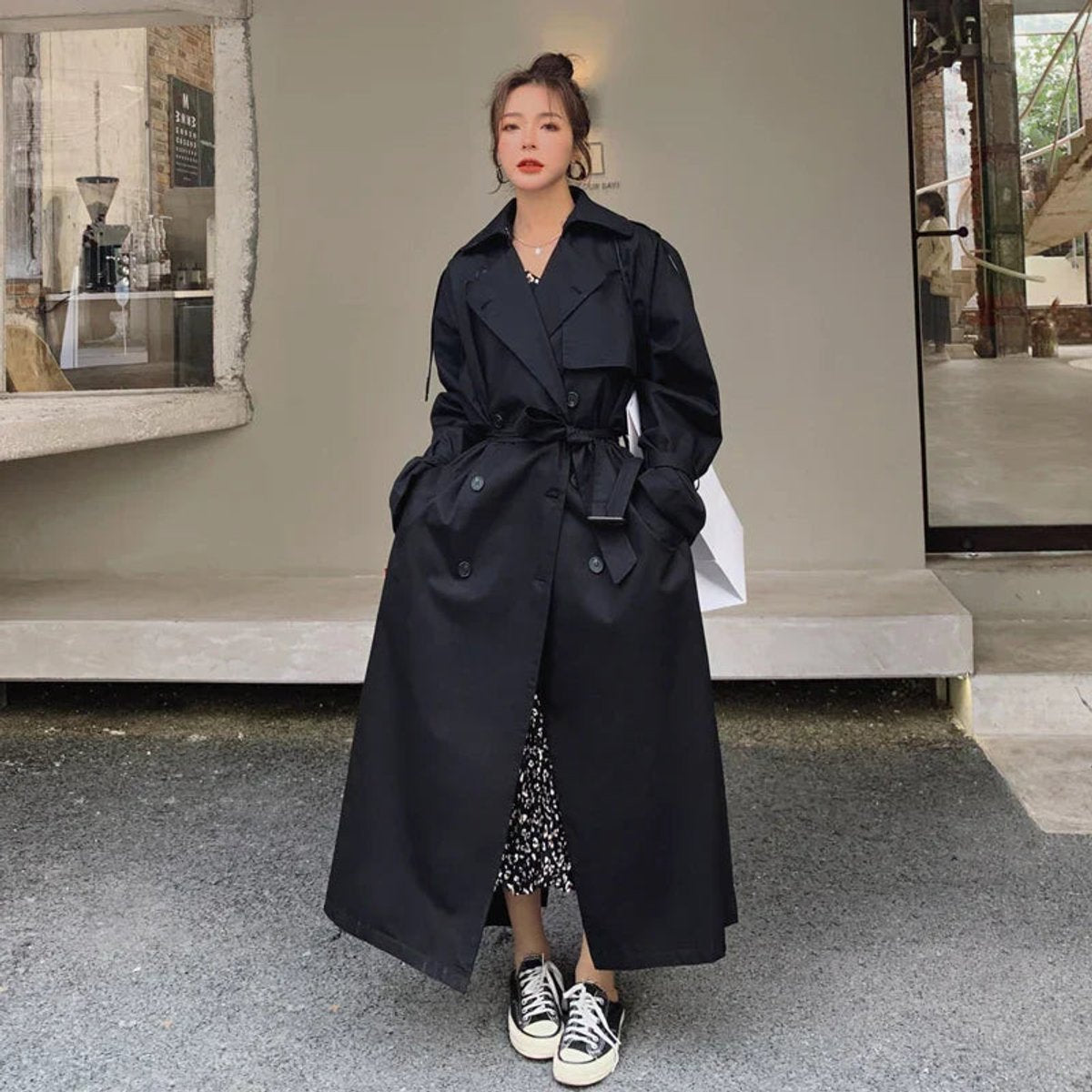 Lena - Oversized Double-Breasted Long Trench Coat