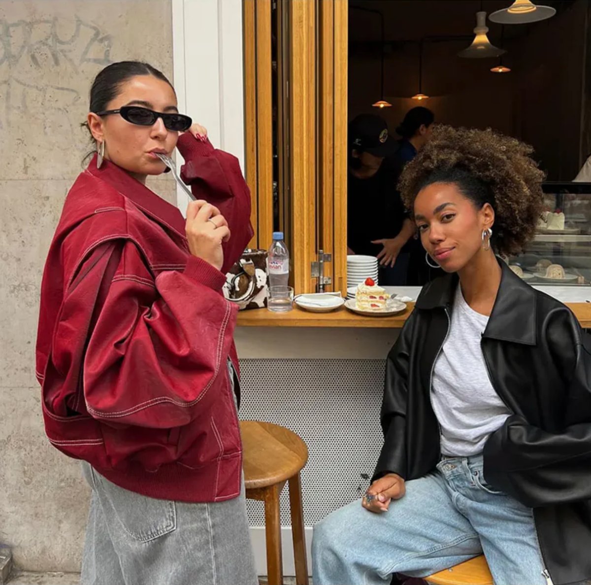 Renée - Oversized Contrast-Stitch Bomber Jacket