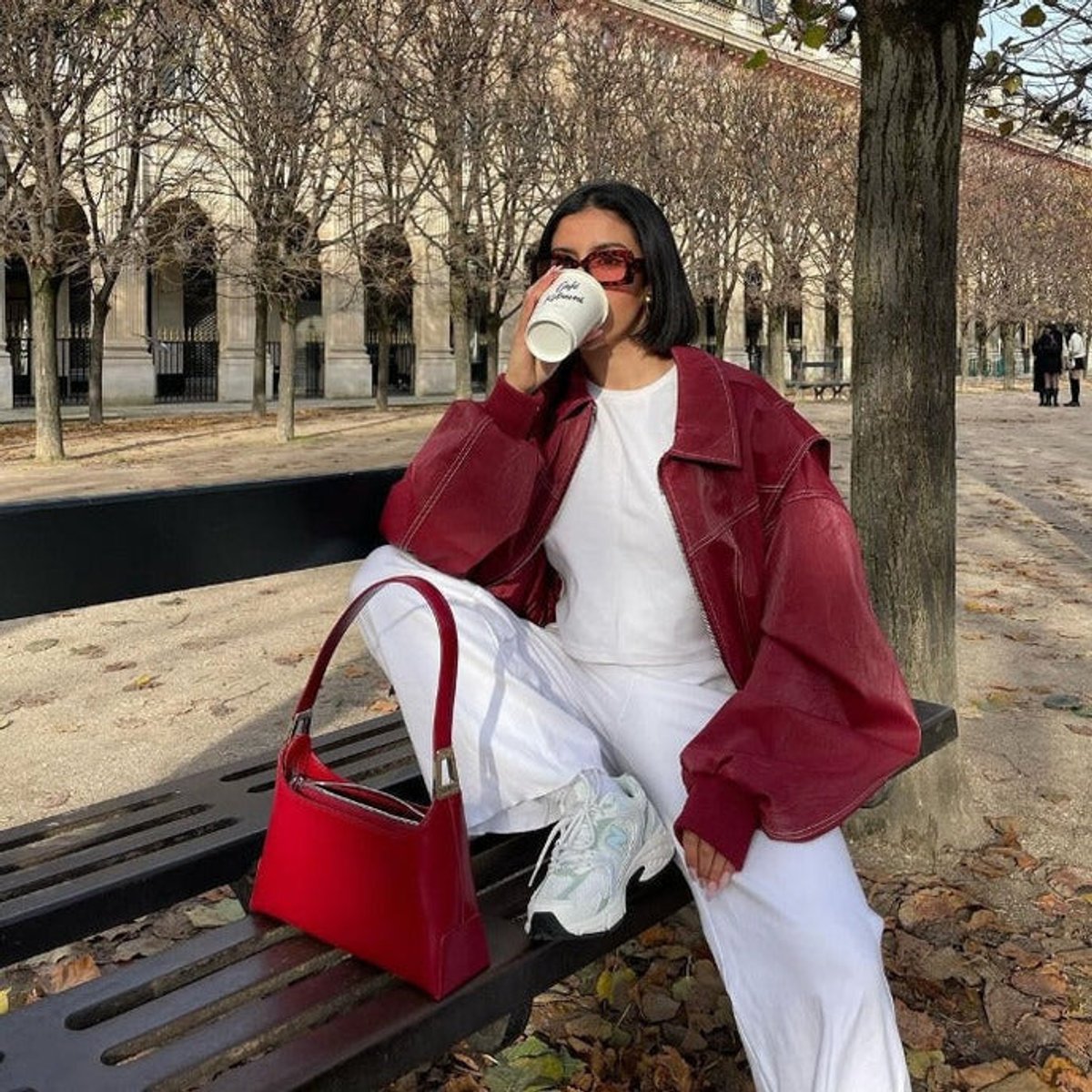 Renée - Oversized Contrast-Stitch Bomber Jacket