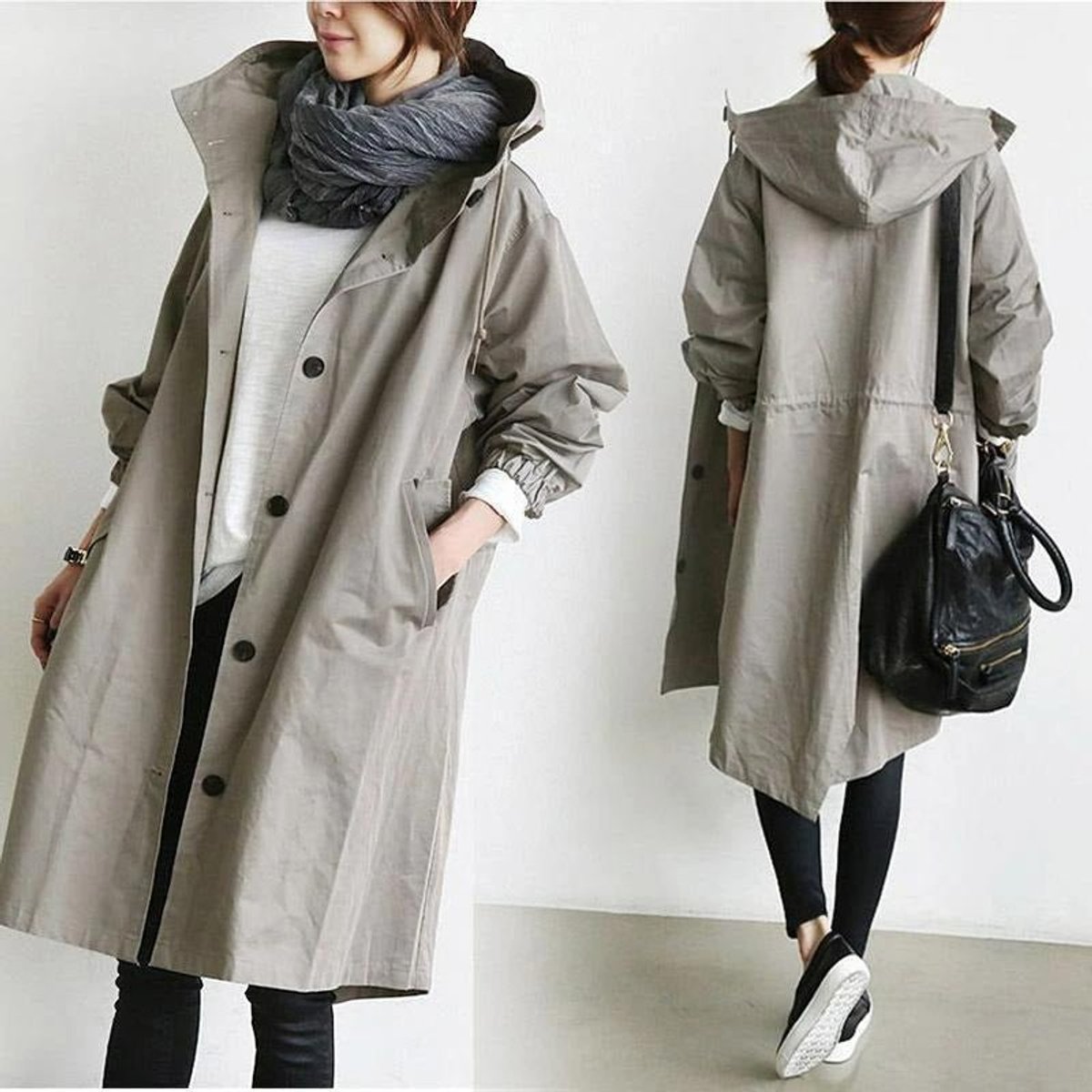 Maisie - Oversized Hooded Button-Front Coat