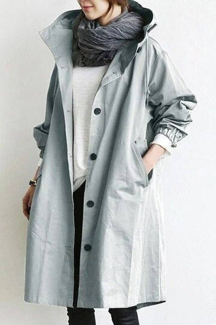 Maisie - Oversized Hooded Button-Front Coat