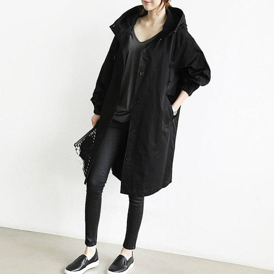 Maisie - Oversized Hooded Button-Front Coat