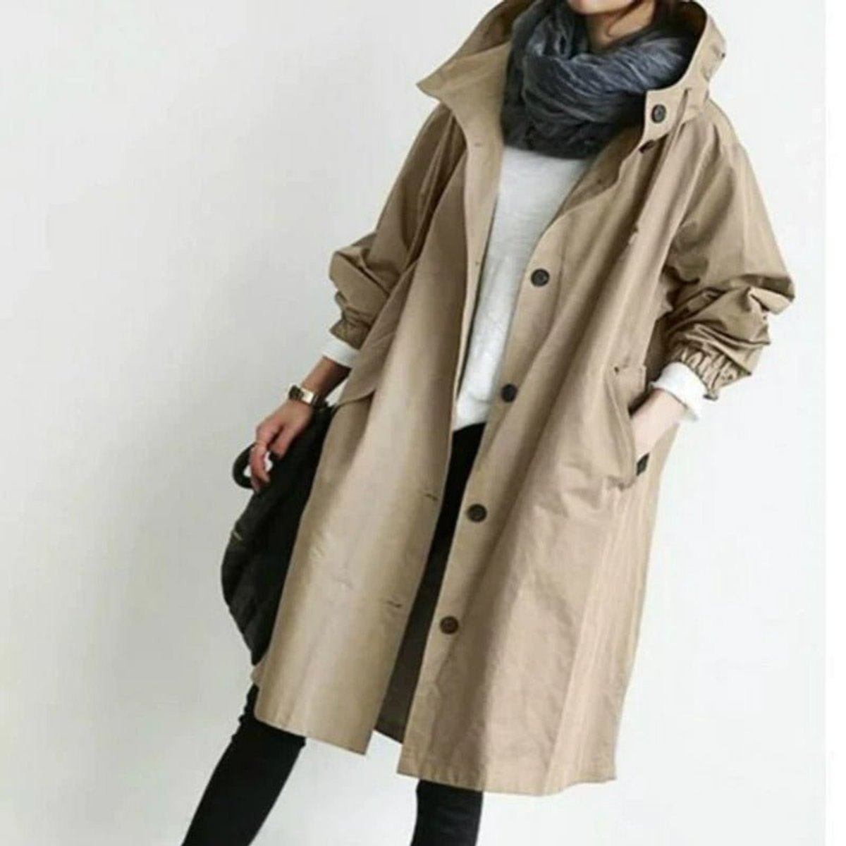 Maisie - Oversized Hooded Button-Front Coat