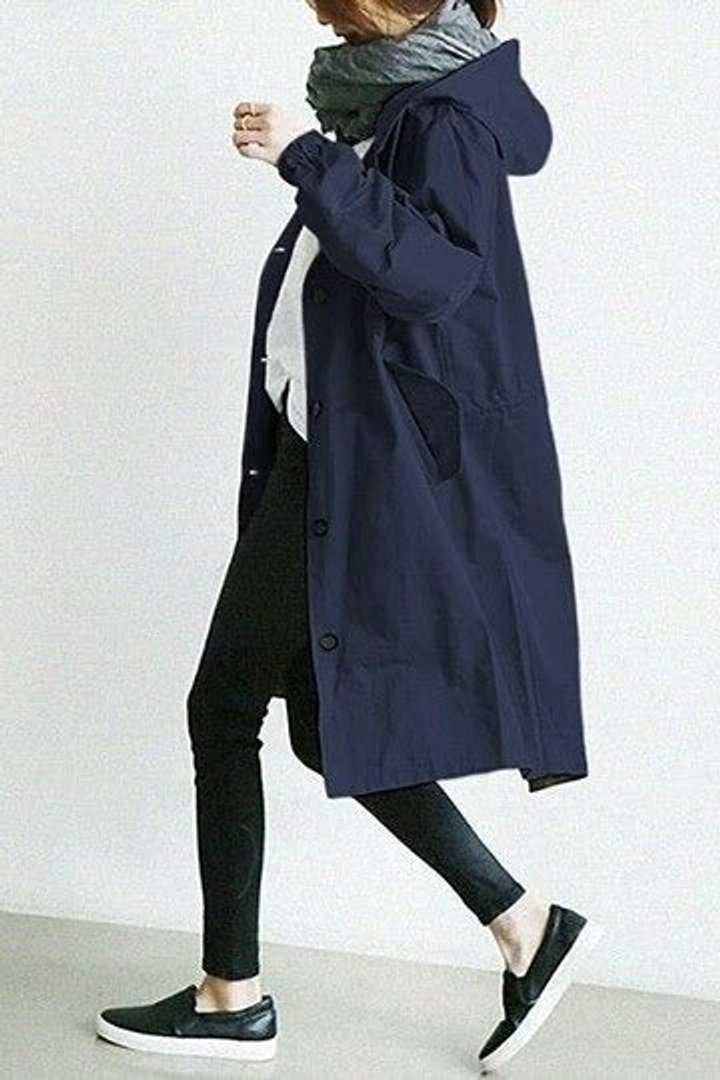 Maisie - Oversized Hooded Button-Front Coat