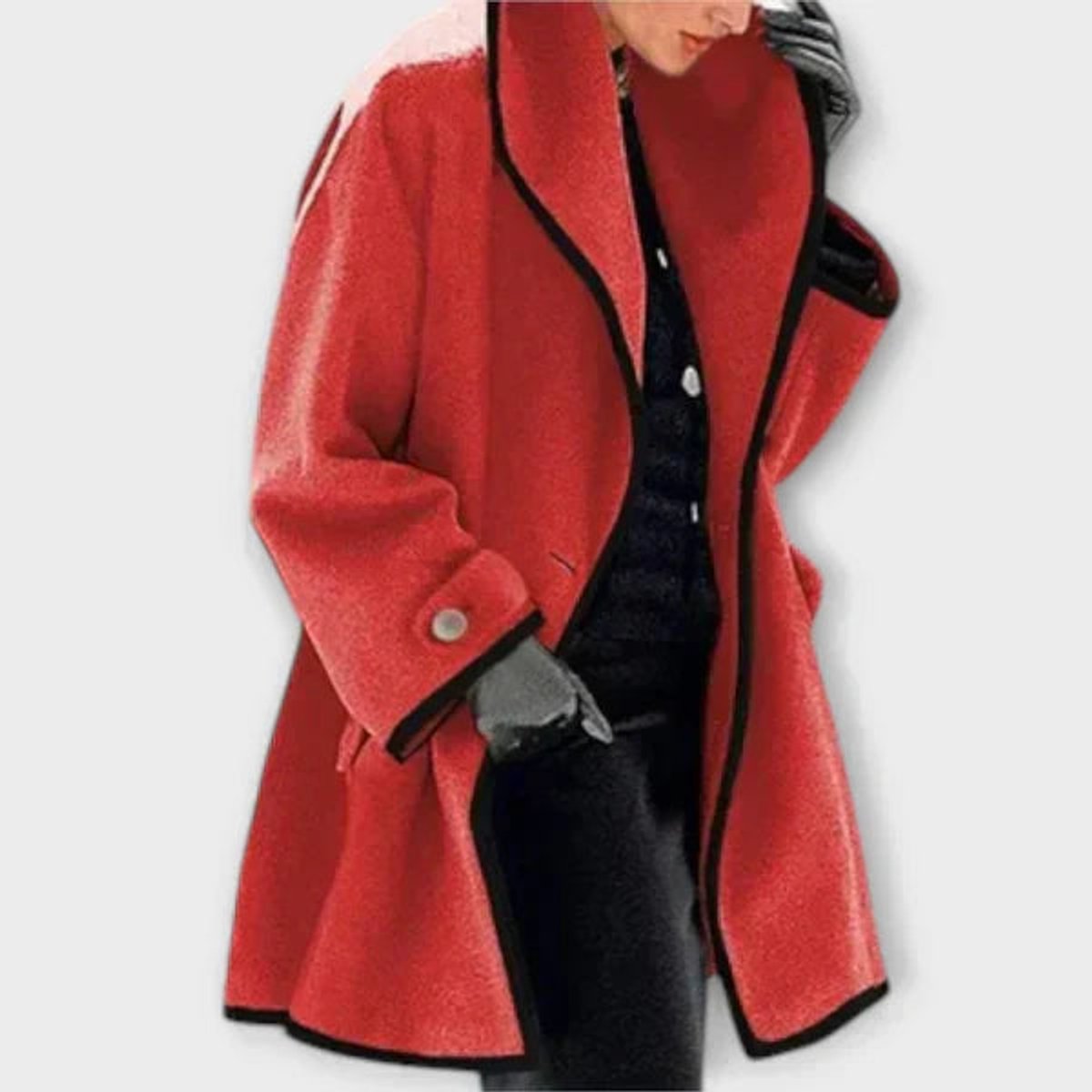 Flora - Oversized Contrast-Trim Coat