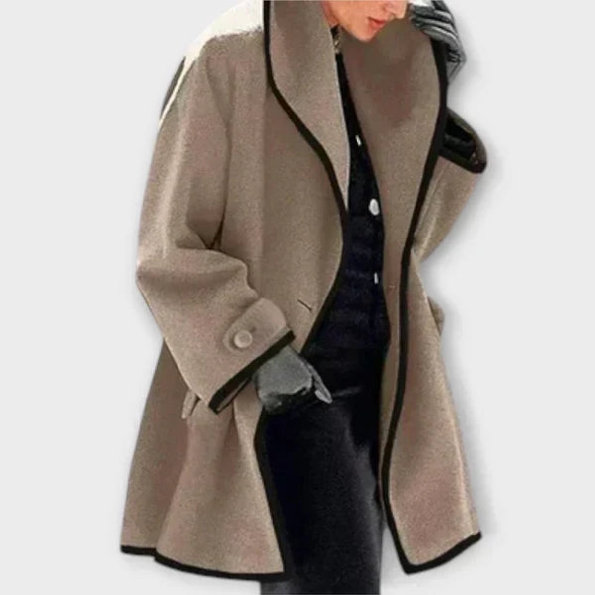 Flora - Oversized Contrast-Trim Coat