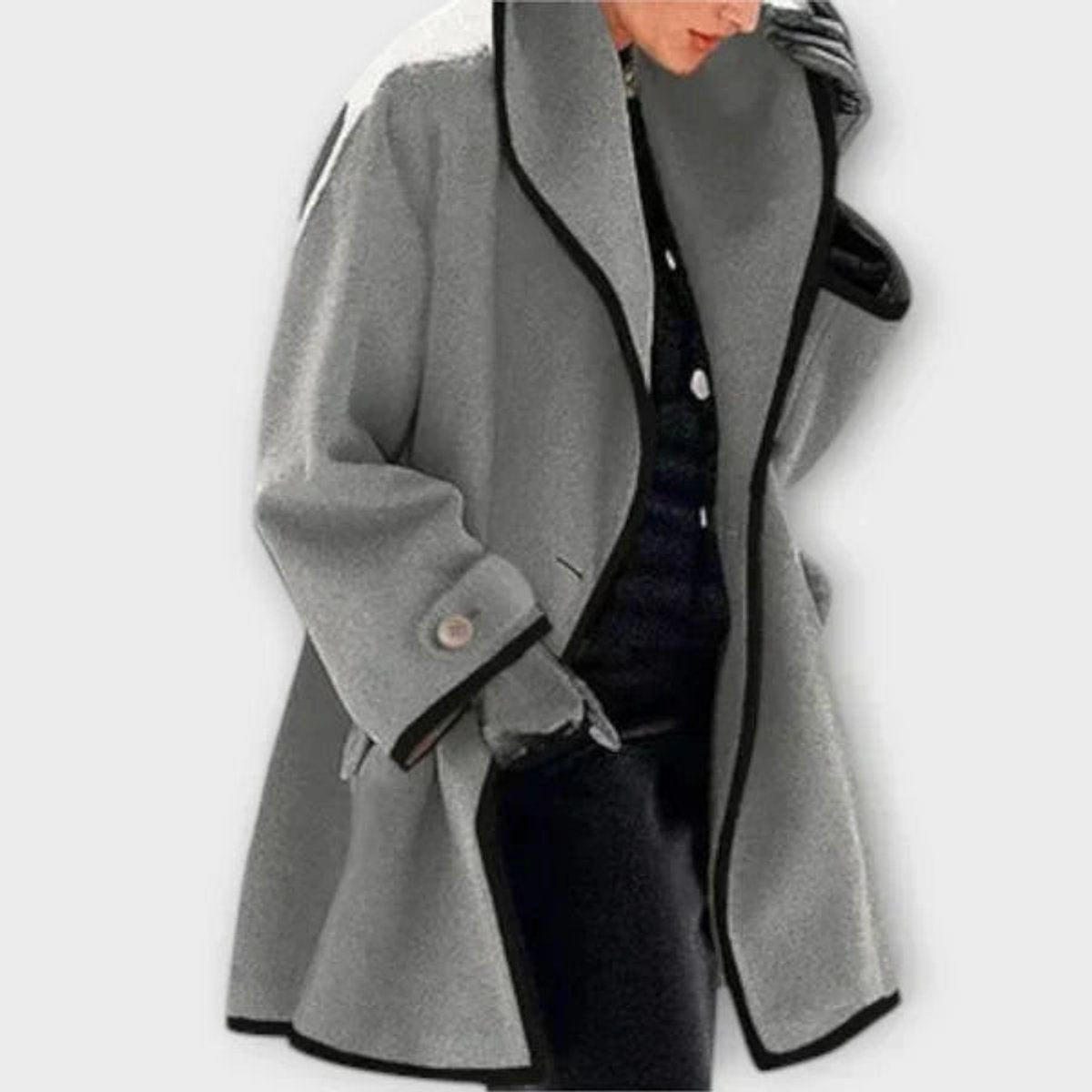 Flora - Oversized Contrast-Trim Coat