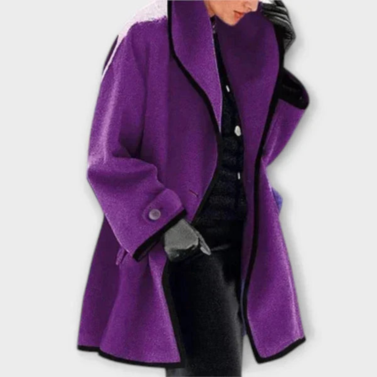 Flora - Oversized Contrast-Trim Coat