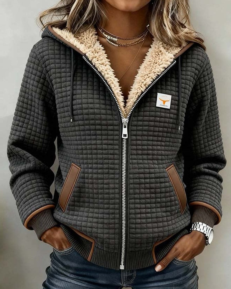 Elaine | Women's Sherpa-Lined Quilted Zip-Up Hooded Jacket